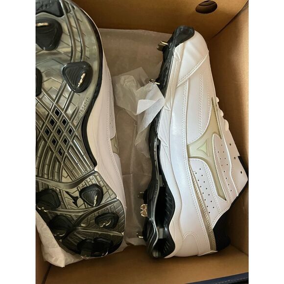 Mizuno Men's 9-Spike Classic G6 Low Switch white size 12.5 - Picture 3 of 5